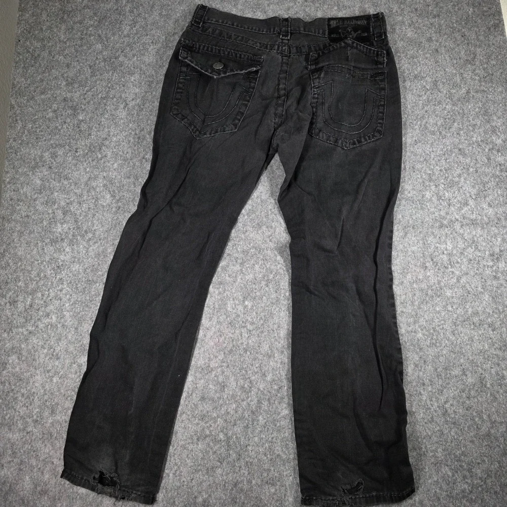 True Religion Ricky Super T Jeans Black Flap Pocket MQ6859L27 USA Mens 40x34 Y2K